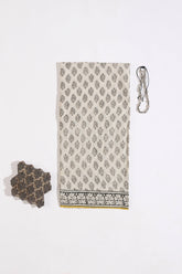 Ivory/Lemon Yellow Pure Cotton Mul Hand Block Saree
